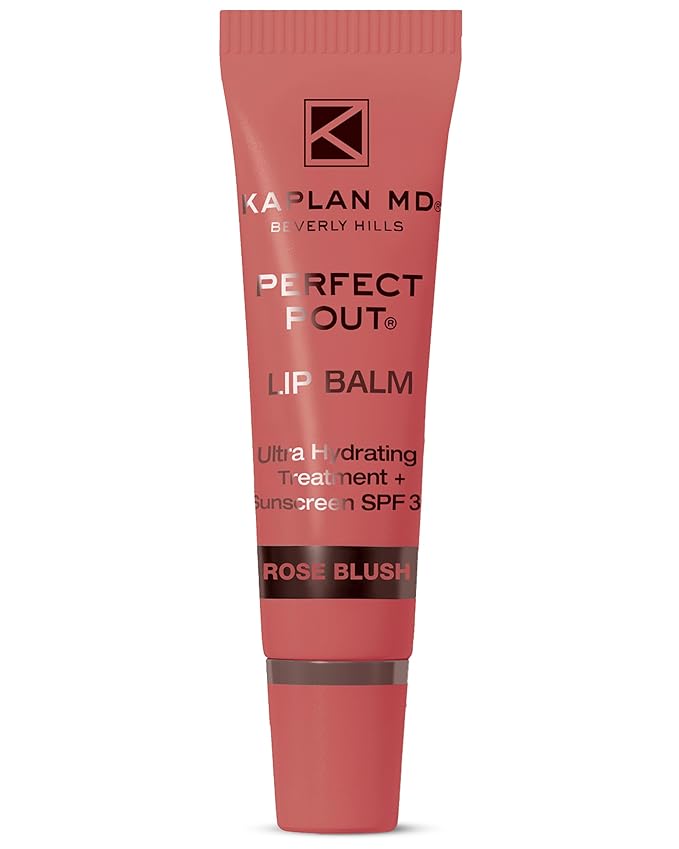 KAPLAN MD Perfect Pout SPF Lip Balm - Ultra Hydrating Lip Treatment for Dry, Chapped Lips - Sunscreen SPF 30 - Smooths Fine Lines - Glossy Finish - Non-Sticky Texture - Rose Blush