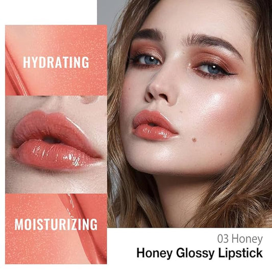 Honey Lipstick Tinted Lip Balm - Shine Moisturizing Lipstick for Women, Natural Nourishing Hydrating Lip Color Gloss Stain for Dry Lips, Tint Sheer Lightweight Makeup, Vegan - 1Pc #03 Honey