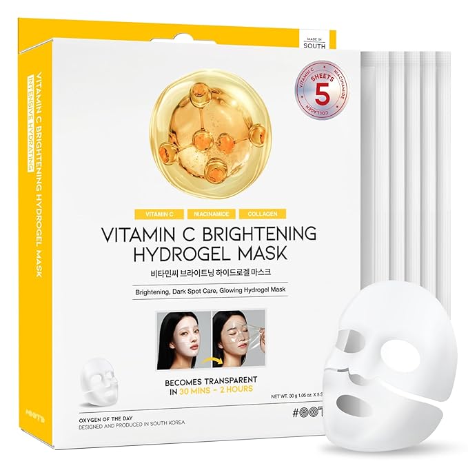 #OOTD Vitamin C Collagen Glutathione Hydrating & Firming Hydrogel Sheet Mask - Radiant Glow Gel Mask and Dull Skin (5pcs)