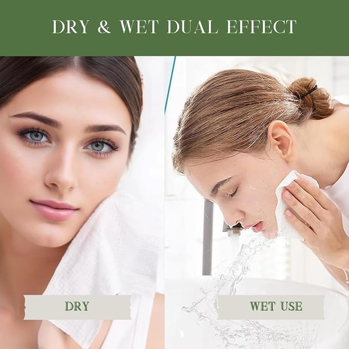 VoilaVe Disposable Face Towels -100% Cotton Biodegradable Makeup Remover Dry Wipes, Ultra Soft Lint Free Facial Cloth | Clinically Tested Eco-Friendly Towelettes For Sensitive Skin - XL 10 x 12"- 50 C