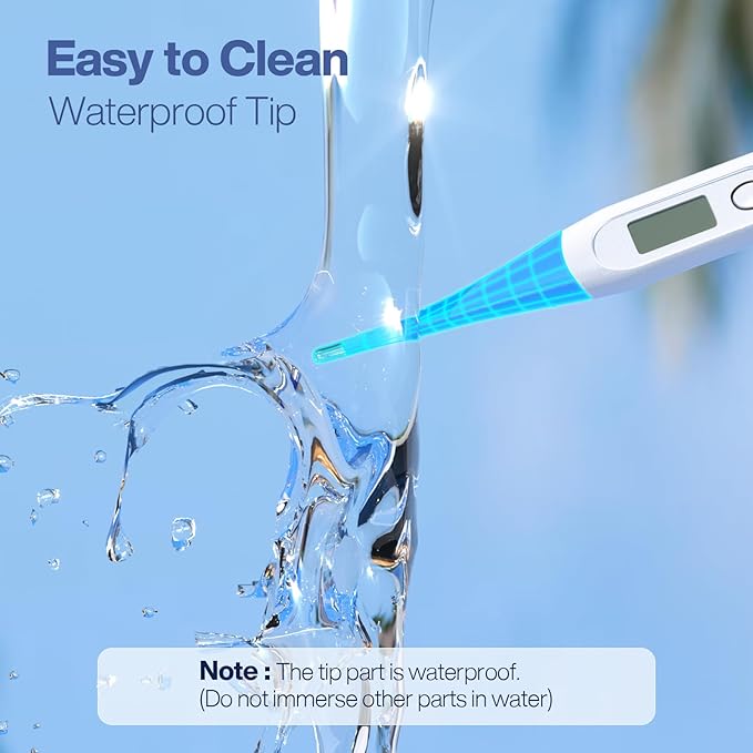 Boncare 10 Seconds Oral Thermometer for Adults and Kids - Accurate & Safe Rectal Digital Thermometer for Baby with Fever Alarm (Light Blue)