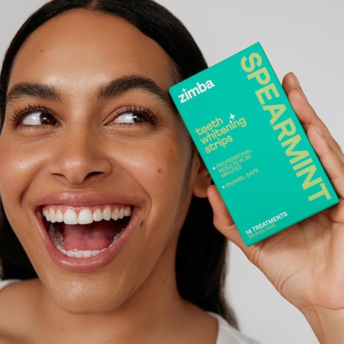 Zimba Mint & Peppermint Teeth Whitening Strips for Teeth Sensitive, White Strips for Teeth Whitening, Teeth Whitener Stain Remover 28 White Strips Included Per Pack, 2 Pack (14 Day Treatment)