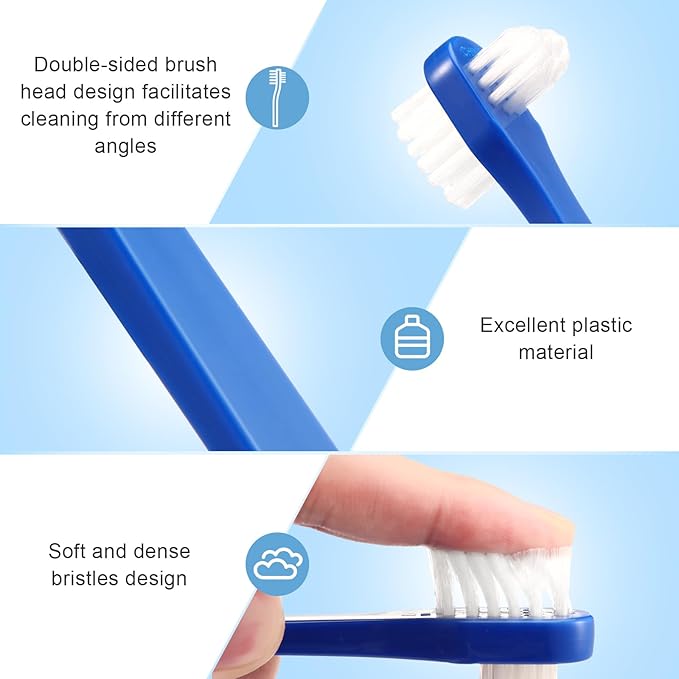 50 Pcs Denture Brush Individually Dual Headed Firm Hard Bristle Toothbrush Denture Cleaner Brush for Cleaning Dentures, Retainers, False Teeth, Braces