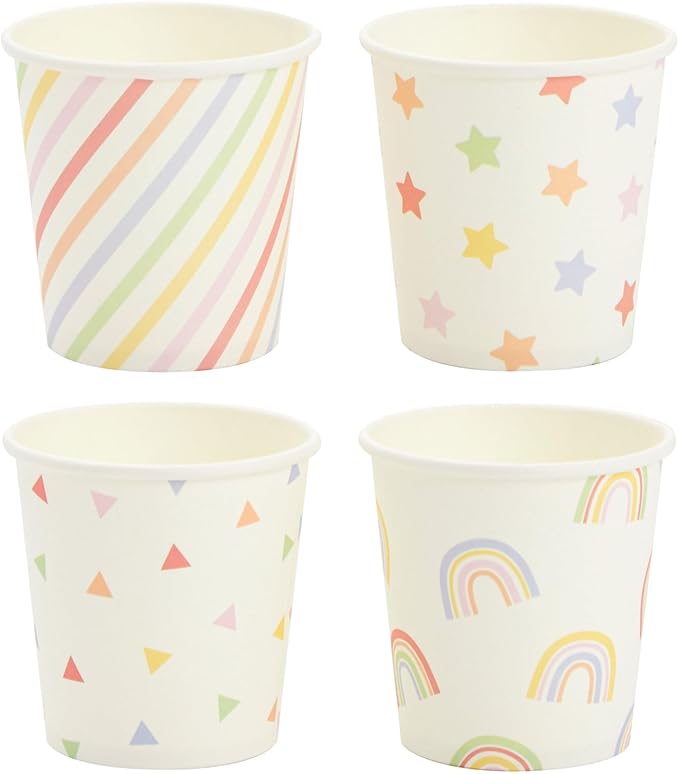 Sparkle and Bash 100 Pack 4 Oz Mini Disposable Paper Cups for Espresso, Mouthwash, Tea, Coffee - Rainbow