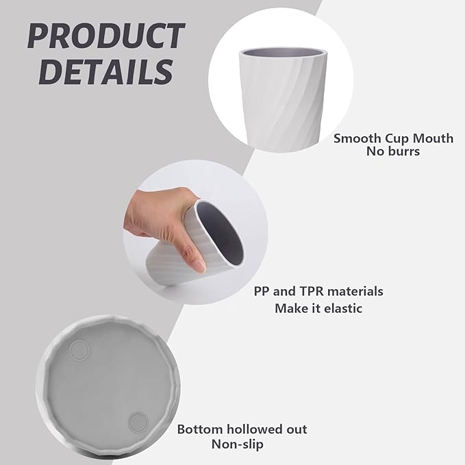 Unbreakable Bathroom Tumbler Cup, Reusable Toothbrush, Toothbrush Holder Organizer, Portable Mouthwash, Dental Rinsing Cup, Multi-Functional Gargling Drinking or Home Travel (White)