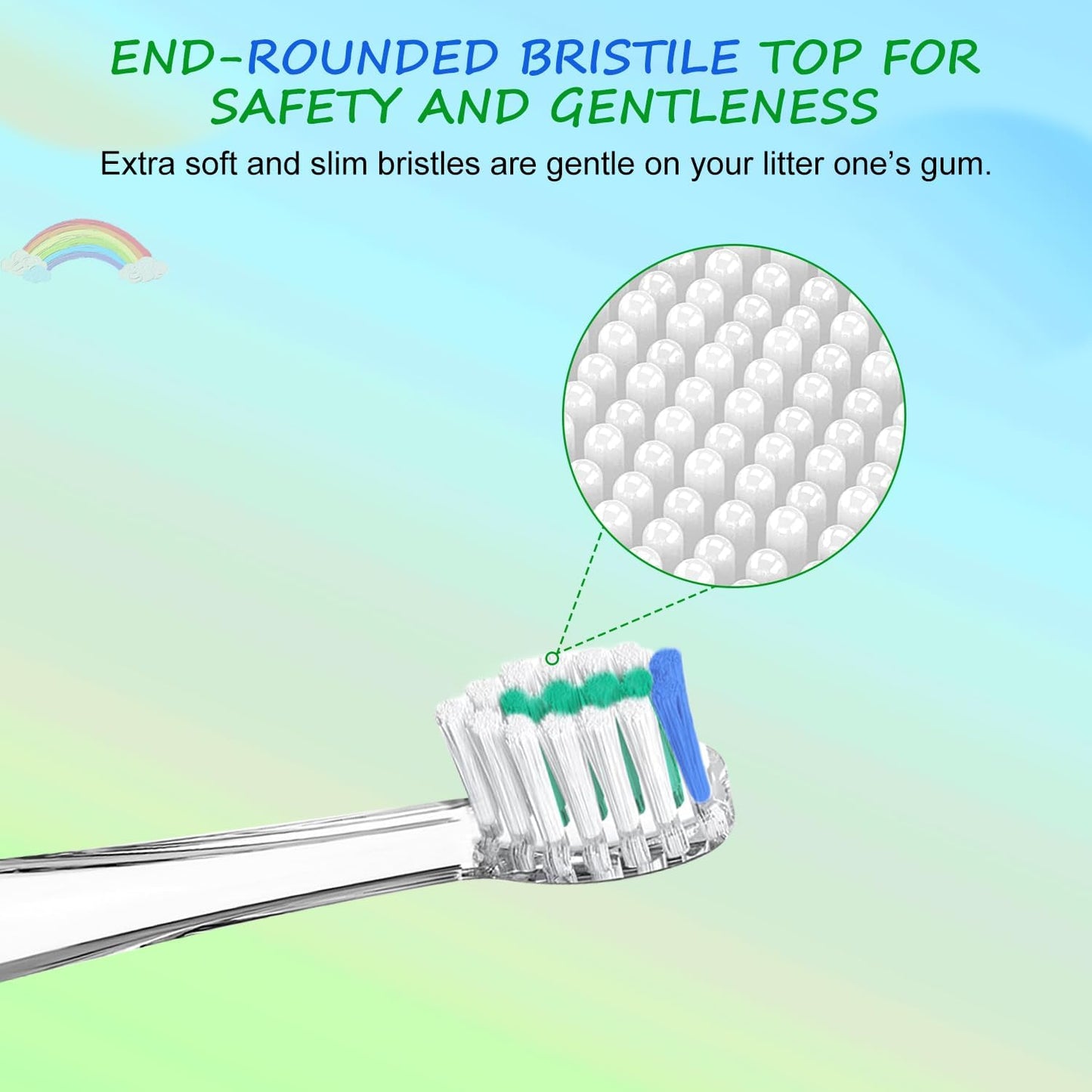 Teeteck 5 Pack Kids Toothbrush Replacement Heads Compatible with SEAGO SG513/SG977/SGEK6, DadaTech DT-K6/DT-BB1/DT-977, Brush-Baby WildOnes (Ages 18-36 Months/Green)