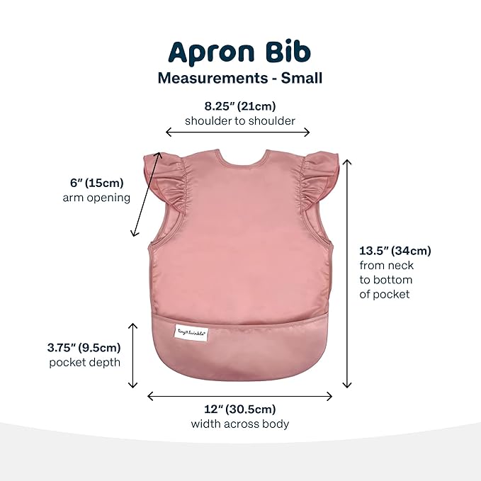 Tiny Twinkle Mess Proof Baby Bib for Girls | Waterproof Toddler Bib for Eating | Baby Apron for Feeding | Machine Washable | Perfect Shower Gift (Taupe, 6–24M)