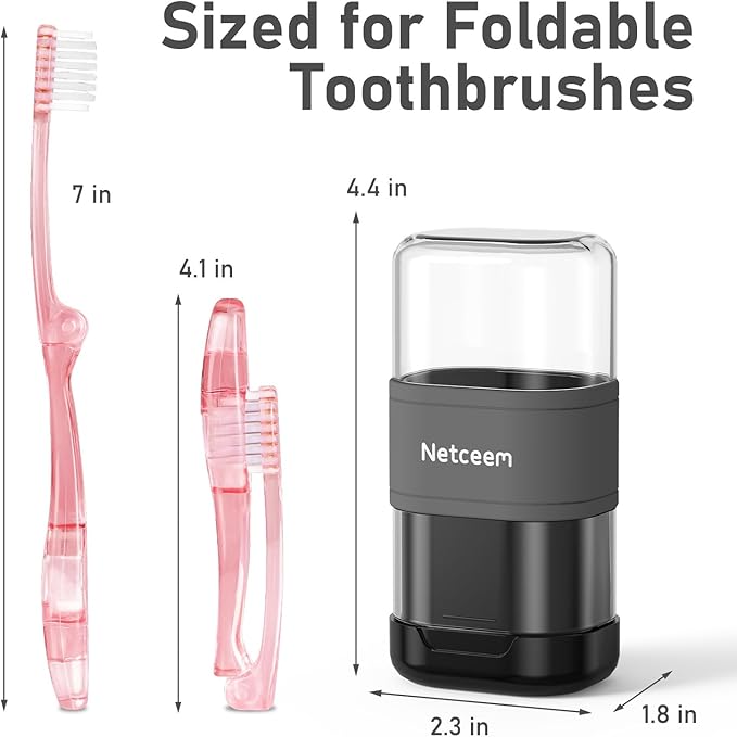 Toothbrush Travel Case Kit,Portable Folding Tooth Brush Holder and Toothpaste Cover Container with Mouthwash Cup, Oral Clean Tools Organizer for Traveling, Bathroom, Camping, Business Trip(1Pack）