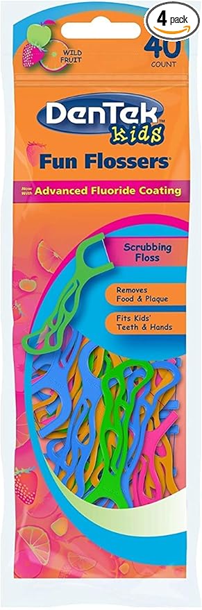DenTek Kids Fun Flossers, Wild Fruit Flavor 40 Count (Pack of 4)