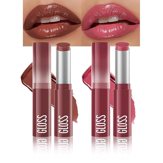 2Pcs Brown&Pink Honey Tinted Lip Stain Lip Balm Lip Gloss Lipstick, Sheer Hydrating Lip Stains Tint, Moisturizing Lip Color for All Skin Tones, Nourishing Lip Balm with a Hint of Natural Black Cherry