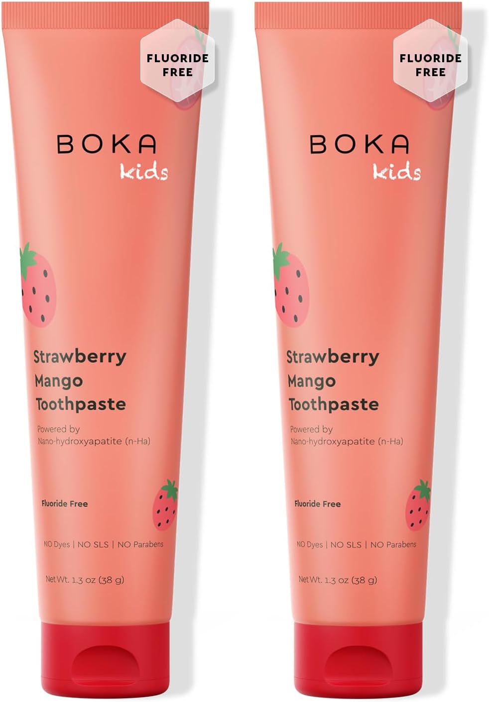 Boka Fluoride Free Toothpaste Nano Hydroxyapatite Toothpaste - Strawberry Mango Flavor, 1.3 oz 2pk US Manufactured