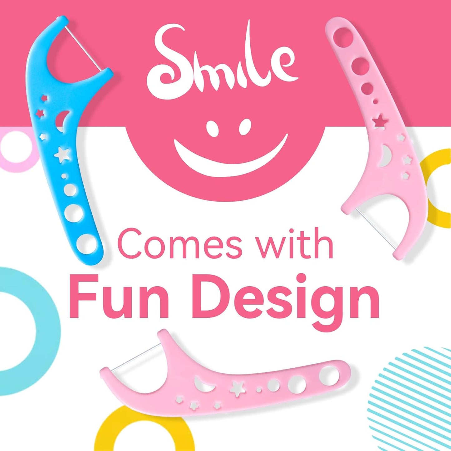 FAMILIFE Kid Floss Picks, Kid Flossers Without Fluoride, Dental Floss Picks with 4 Travel Handy Cases, Unflavored 120ct