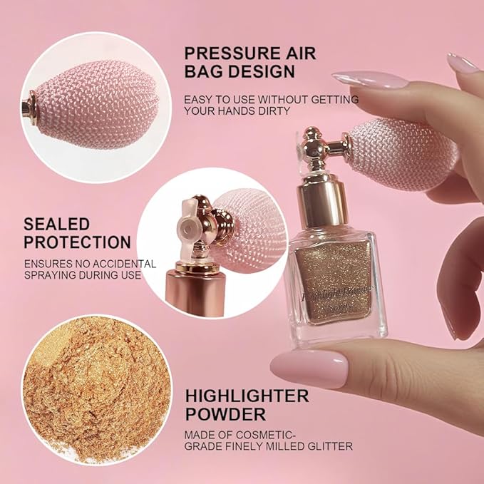 Pearl White Highlighter Spray, Professional Shiny Glitter Spray for Eyeshadow Face and Body Luminizers, Loose Shimmer Powder Makeup Mist for Women Kid Rave Outfits Festival Accessories