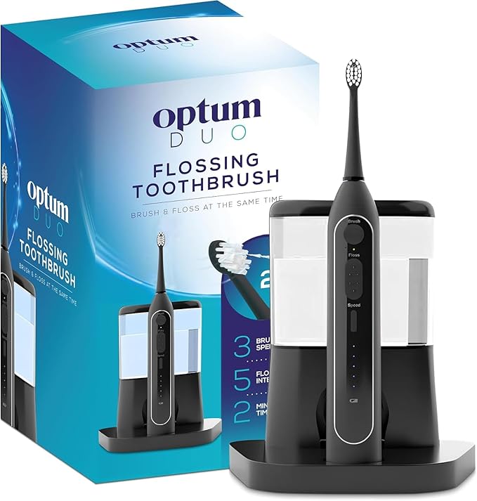 Flossing Toothbrush 2-in-1 Electric Toothbrush Water Flosser Combo – Sonic Toothbrush with 40k Vibrations & High Pressure Dental Flosser, 5 Brushing Modes, Ideal for Braces & Implants