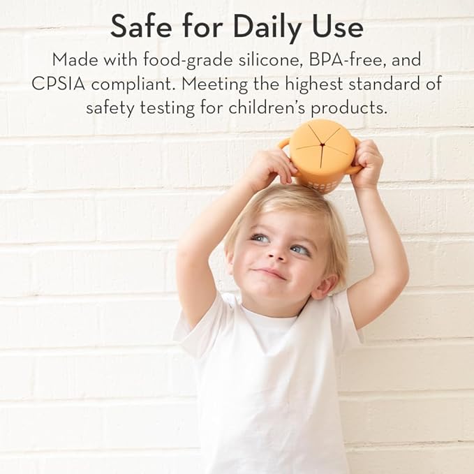 Bella Tunno Snack Cups for Toddlers, Silicone Spill Proof Food Container with Lid, Babies & Kids 6-12 Months, Sir Snacks A Lot