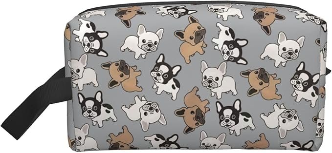 Cute French bulldog Toiletry Bag for Women Men Portable Travel Wash Bag Waterproof Gym Shaving Toiletries Cosmetic Organizer Bag, Shower Bathroom Toiletries Accessories Makeup Bag with Handle