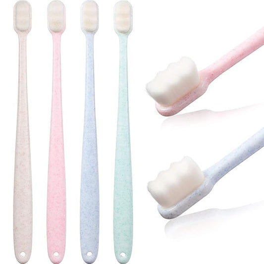 Boao 4 Pieces Extra Soft Toothbrushes for Sensitive Gums with 20000 Micro Nano Bristle for Adult Pregnant Gum Recession Elderly Braces, Protect Fragile Gums(Blue, Green, Pink, Beige)