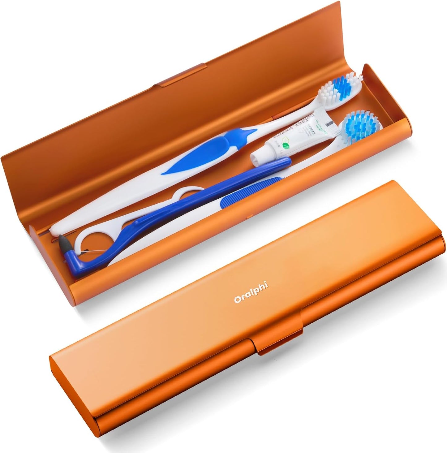 Wider Aluminum Toothbrush Travel Case, Portable Travel Toothbrush Holder, Durable Manual Toothbrush Box Container for Traveling, Bathroom, Camping, Business Trip-Not for 0.85oz Toothpaste, Orange