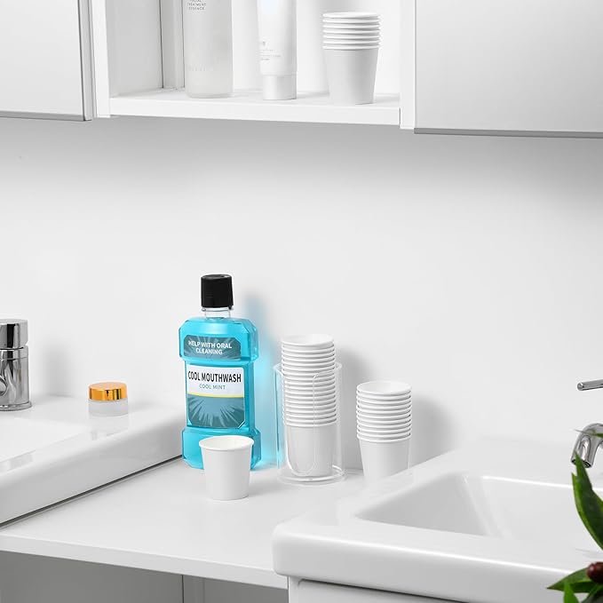 VITVITI 30 PACK Bathroom Mouthwash Cups, Disposable 3.7 OZ Coffee Paper Cup, Small Cup for Mouth Wash/Hot Cold Beverages Liquid/Tea, White