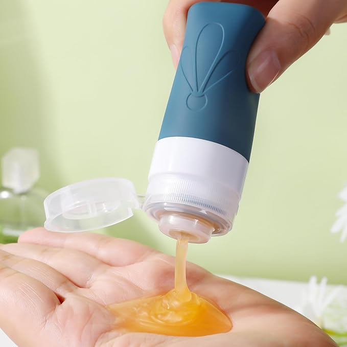 INSFIT Travel Bottles for Toiletries, TSA Approved 2oz Travel Size Containers, BPA Free Leak Proof Squeezable Silicone Tubes for Shampoo Conditioner Lotion Soap with Labels