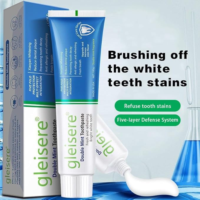 Double Mint Whitening Toothpaste 2 Pack, Intense Stain Removal for Yellow Teeth, Coffee Tea Wine & Smoker Stains, Deep Clean Anti-Plaque Fresh Breath Toothpaste, 100g Tubes