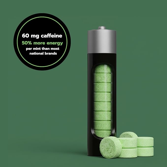 Caffeine Mints by Rally, 60milligram Caffeine, Instant Energy, Fresh Breath Caffeinated Mints, 0 Sugar, Natural Peppermint Flavor (2 Packs, 20 Mints)