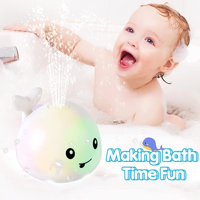 Gigilli Baby Bath Toys, Bath Toys for Kids Ages 1-3, 1 2 3 Year Boy Girl Gift Christmas Stocking Stuffers for Babies 6-12-18 Months Light Up Whale Bath Toy Sprinkler Toddler Birthday Bathtub Water Toy