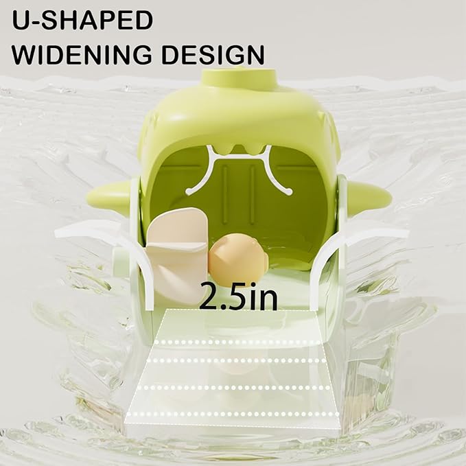 Kids Bathroom Faucet Extender Cute Shark Design Temperature Sensitivity Aqua Silicone Water Flow Extender with Splash Guard (Green 1)