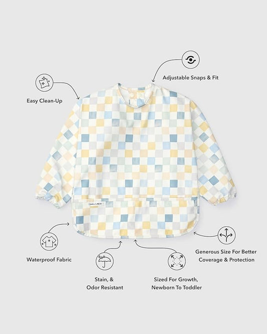 Loulou Lollipop Long Sleeve Mess Free Waterproof Bibs, for baby boys and girls 6-36 Months, Machine Washable, Travel Friendly