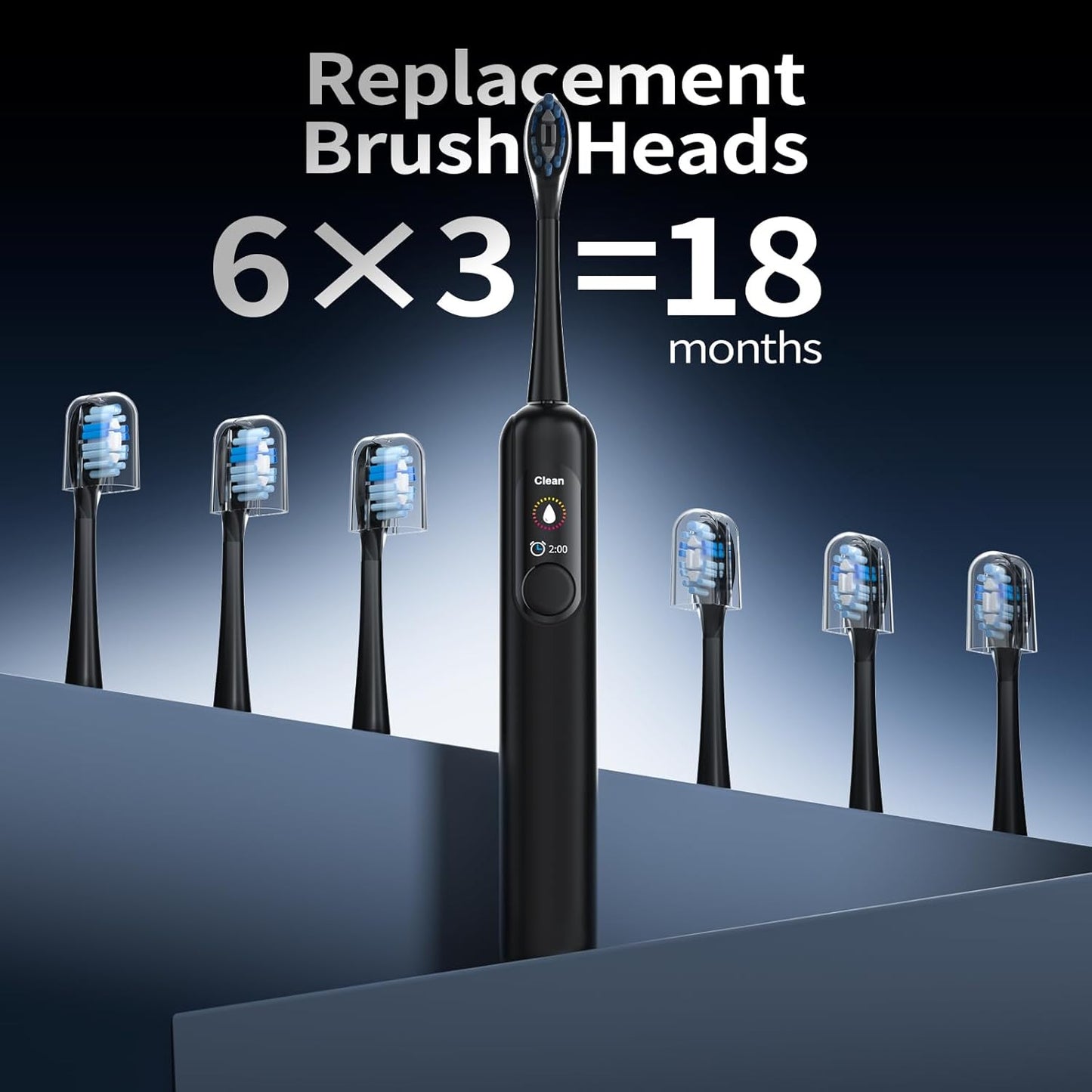Sonic Electric Toothbrush for Adults with LED Display - 38400 VPM Deep Clean, 6 Brush Heads & 45-Day Battery Life, IPX7 Waterproof, 4 Modes Rechargeable Toothbrush for Home/Travel