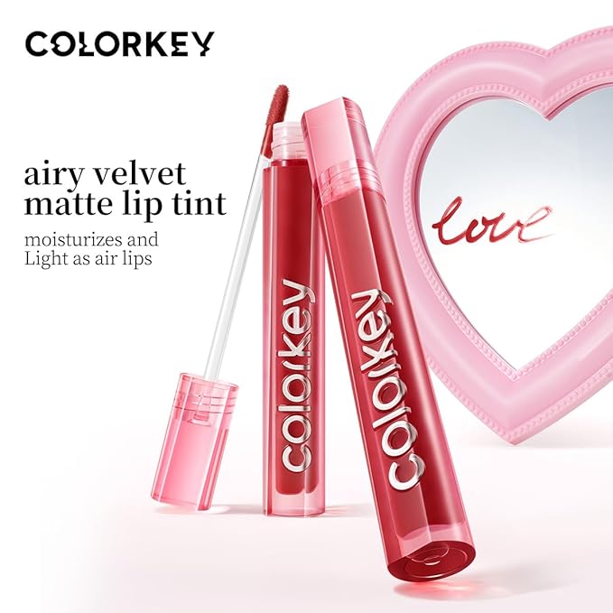 COLORKEY Airy Velvet Lip Tint, Matte Finishs, Longwear Rich Lip Colors, non-sticky, Creamy Soft Texture, Waterproof Lip Stain, Matte hydration, non-drying. Velvety finish (R247 Spring Snow, 3g)