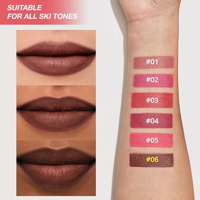 Maroon Matte Lipstick Crayon - High Pigment Creamy Formula, Waterproof Long Lasting, Smooth Glide Application, Non-Sticklipstick, Ultra Thin Lightweight, Velvet Matte Lip Feel for Women 06#