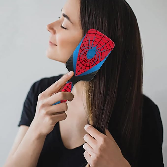 Kids Hair Brush for Boys Girls Toddler - Red Blue Spider Web Detangler Hairbrush for Wet Dry Thin Long Curly Hair Pain-Free Comb Glide Through Tangles with Ease and Massage Scalp