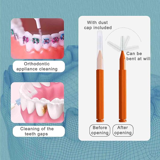 100pcs Interdental Brushes Dental Cleaning Tools Tooth Floss Picks Oral Hygiene Toothpicks