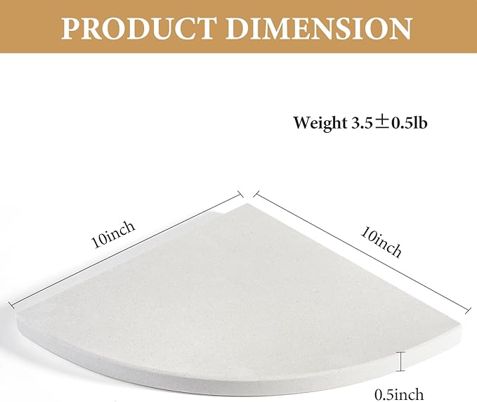 Koville Natural Marble Corner Shower Shelf for Bathroom, 10'' Polished Marble Corner Shelves, Wall Mounted Stone Corner Shower Caddy, No Drilling Adhesive Shelf - White Cliff (No Glue Included)