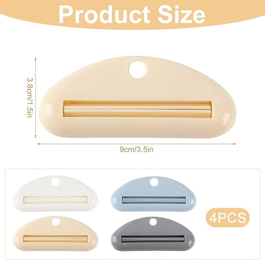 4PCS Toothpaste Squeezer,Toothpaste Dispenser,Plastic Toothpaste Tube Squeezer,Hanging Tooth Paste Clips Roller Squeezer Holder,Suitable for Toothpaste Cream Cosmetics and Paint(Colorful)