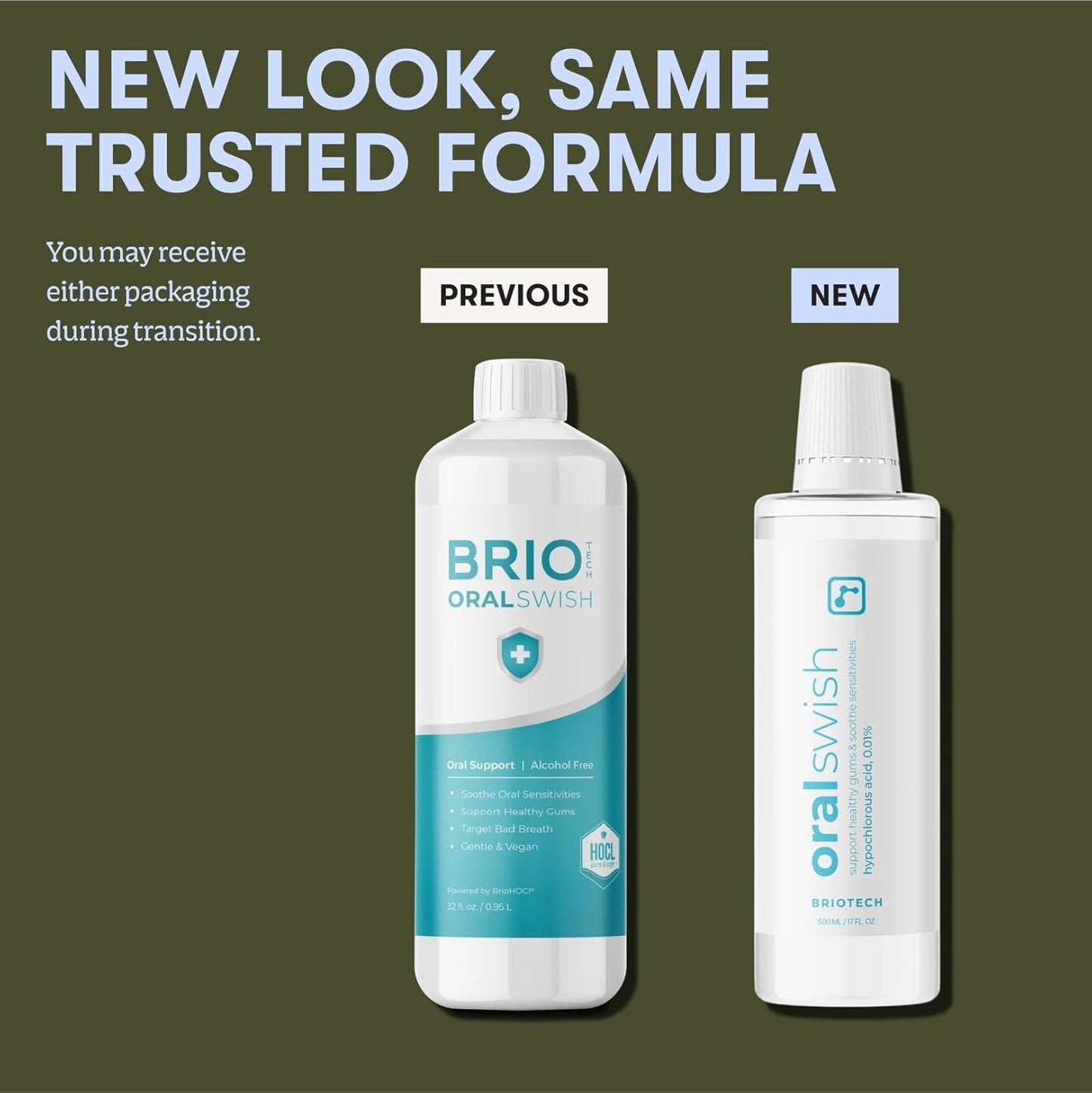 BRIOTECH Oral Swish, Hypochlorous Acid Mouthwash Rinse, Gentle Oral Care Hygiene, Fight Bad Breath, Support Against Plaque, Gum Irritation & Tender Gums, Alcohol & Fluoride Free, 32 fl oz