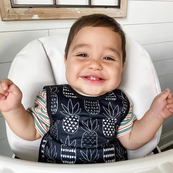 BapronBaby Pineapple Monochrome Bapron - No Neck Tie Safer Bib for Baby & Toddler - Soft Waterproof Stain Resistant - Machine Washable - Sz Preschool 3-5yrs