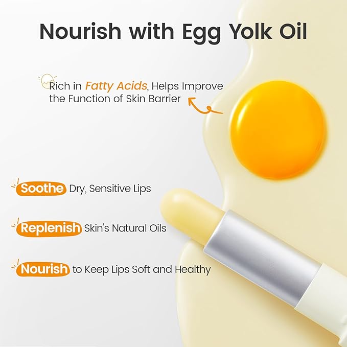 RUNBEN Baby Lip Balm with Egg Yolk Oil, Super Rich Moisturizing Kids Lip Balm, 24H Deep Nourishing, Safe Lip Care for Toddler Chapped Lips, Non-toxic & Fragrance Free, 4.2g