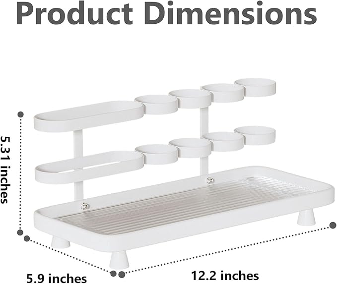 Electric Toothbrush Holder for Bathroom Countertop 5 Metal Slots Toothpaste Razor Mouthwash Organizer, White