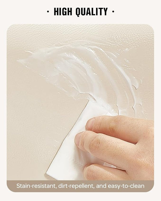 EACHY Toiletry Bag with Hanging Hook, Travel Makeup Bag PU Leather Cosmetic Bags for Women Make Up Organizer with 4 Compartments Waterproof Full-Size Portable Travel Essentials (Beige)