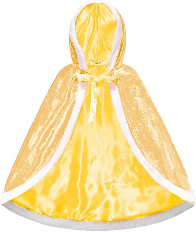 Princess Cloak with Hood Girls Cape Kid Toddler Costume Dress up for Halloween Christmas Carnival Cosplay
