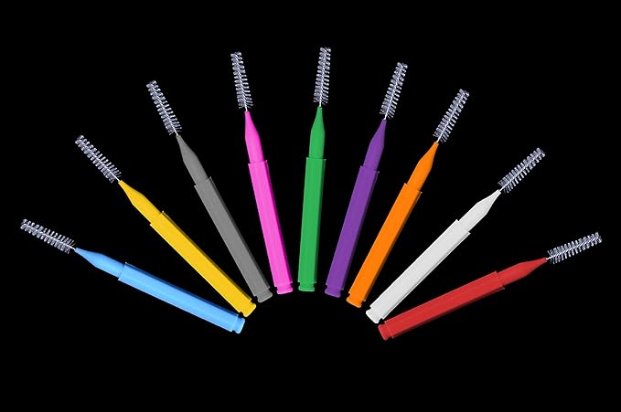 GOUWEIBA 100 pcs Braces Brush Disposable Interdental Brush Toothpick Dental Flossing Head Oral Dental Hygiene Flosser Tooth Cleaning Tools (Mixed Color)