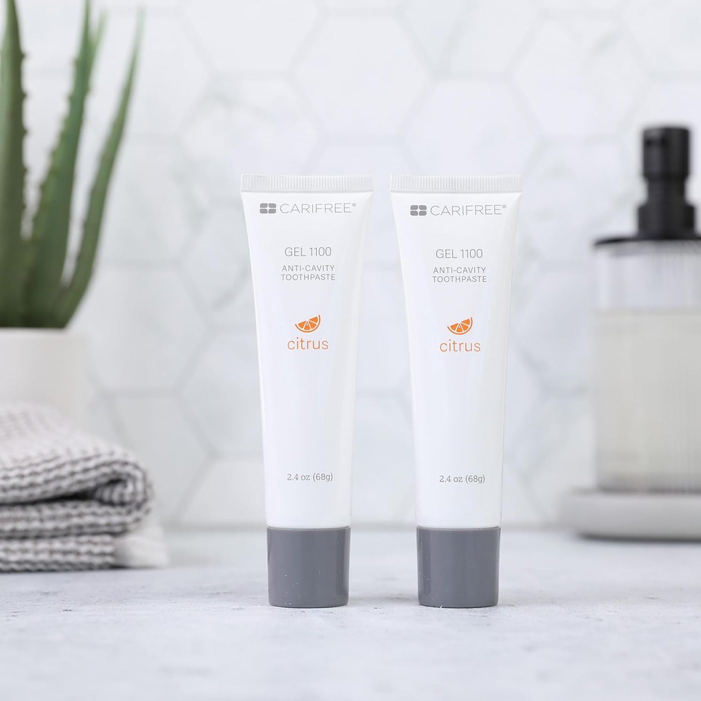 CariFree Gel 1100, Citrus Flavored, Anti-Cavity Fluoride Toothpaste with Nano Hydroxyapatite for pH Neutralization, Cavity Prevention & Enamel Protection, Dentist Recommended,(2.4 Ounce (Pack of 2)