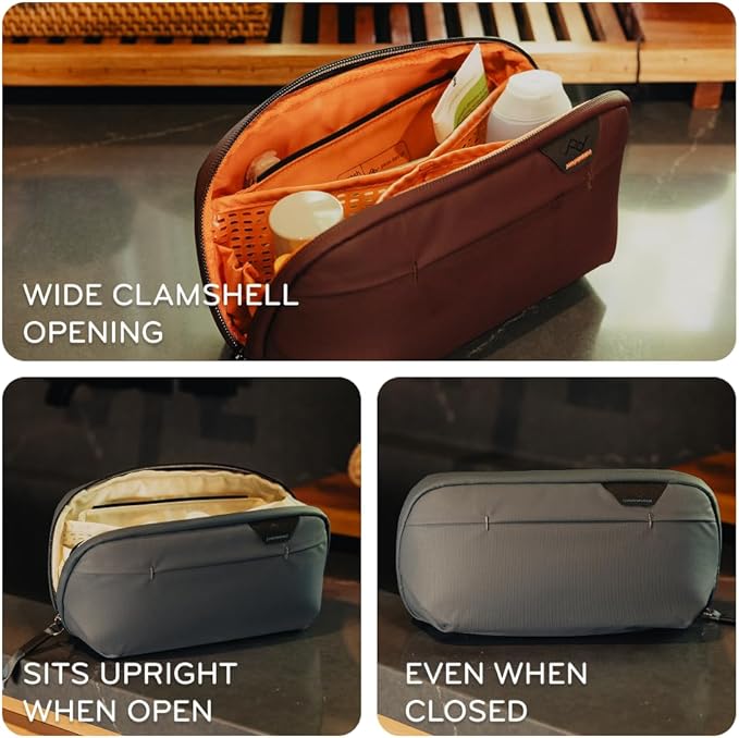 Peak Design Small Wash Pouch, Ocean, Weatherproof Travel Toiletry Bag, Upright or Hanging with Pockets, Magnetic Toothbrush Pocket, Wide UltraZip Opening, Toiletry Bag for Men and Women