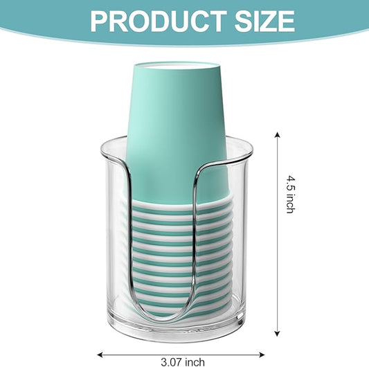 Bathroom Cup Dispenser 5 oz Countertop,2 Pack Mouthwash Cup Holder for Bathroom,PC Small Disposable Cup Holder for 5oz Paper Cups and Mouthwash Cups