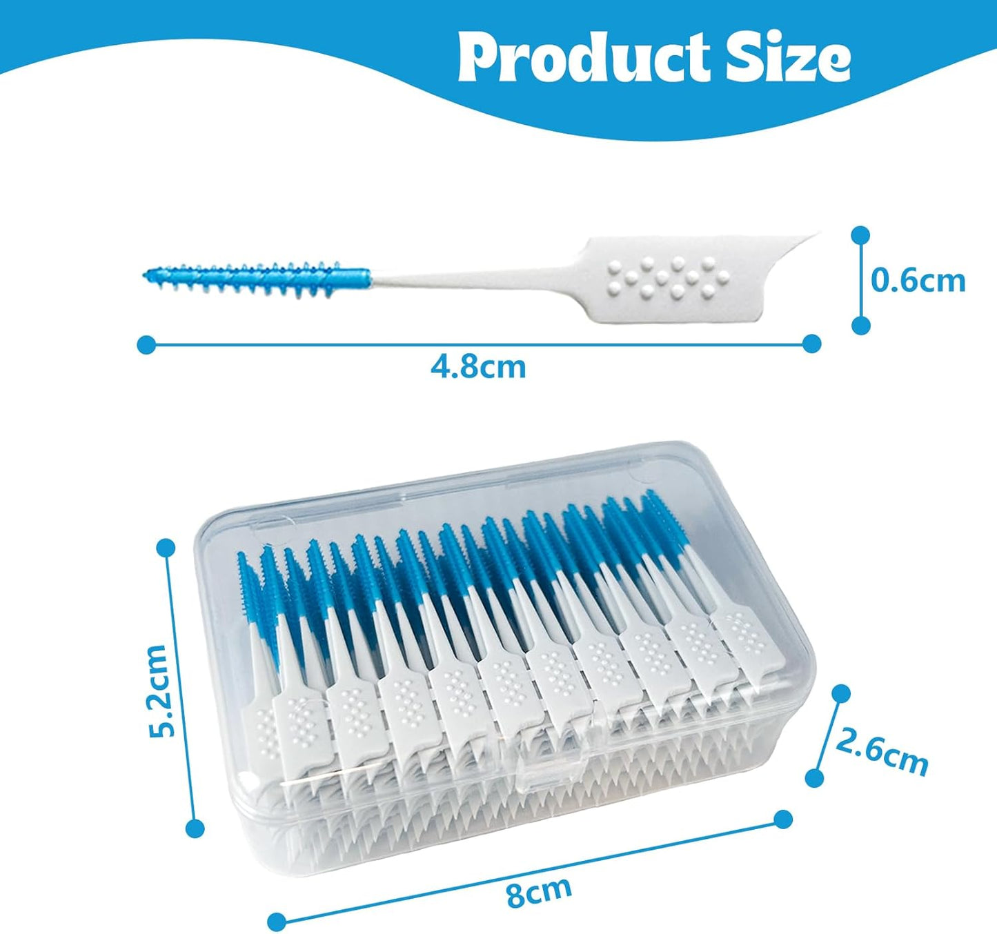 Dental Floss Picks Soft Silicone interdental Brush, Braces Brush, Floss Picks for Teeth, Disposable interdental Brush, Suitable for Cleaning Teeth Health (Blue, 160pcs)