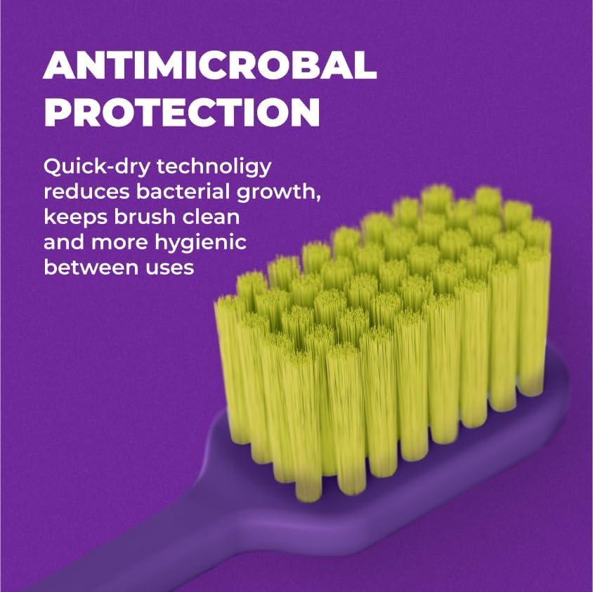 Medium Soft Toothbrush for Adults | Ultra-Dense Rounded Bristles | Gentle on Gums | Deep Plaque Removal | Whiter Smile | Suitable for Braces | 2 Pack Multicolor