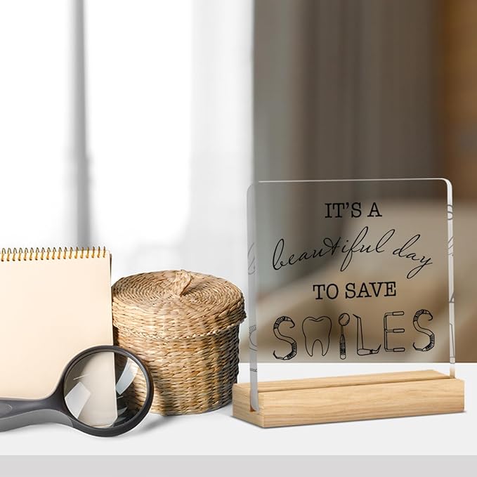 Dentist Gift Dentist Appreciation Gifts Dentist Graduation Gift for Men Women Dental Assistant Week Gifts Dental Gifts for Coworkers Dental Office Decor Acrylic Sign 4 x 4 inch