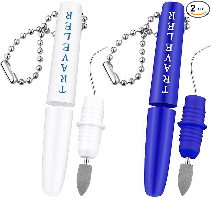 2PCS Premium Metal Toothpick Kit,Professional Teeth Cleaning Tools with Tartar&Plaque Remover,Portable Dental Picks Travel Tools,Reusable Oral Hygiene Tools with Keychain